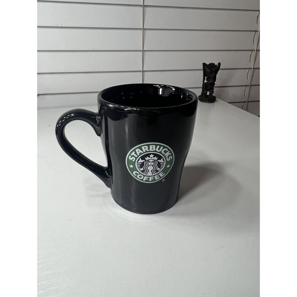 Vintage 2008 Collectible Starbucks Black Coffee Mug Cup With Mermaid Logo 8oz